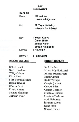 Karcığar Fasıl Beraber ve Solo Eserler